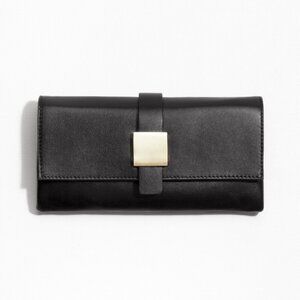 NWT & Other Stories Black Leather Clutch Metallic Card Holder